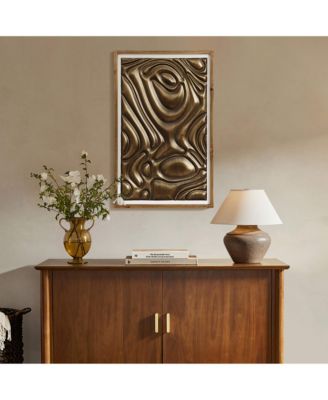 Gold Metal Abstract Wood Framed 20"W x 32" H Wall Decor