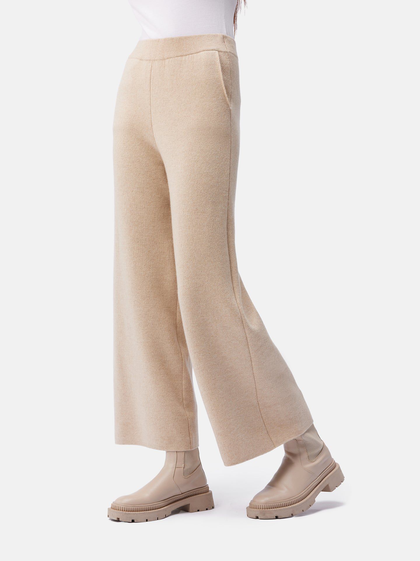 Женские брюки Gobi Cashmere Organic Color Cashmere Wide-Leg, цвет: Нейтральный — фото 3