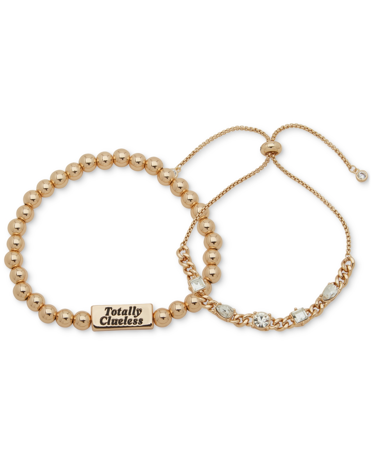 Clueless Gold-tone 2-pc. Set Crystal Slider & Totally  Beaded Stretch Bracelets