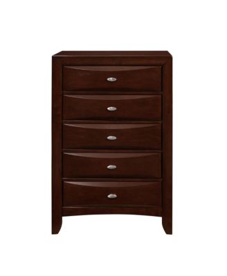 Solid Wood Five-Drawer Dresser with Mirrored Accents for Bedroom Storage