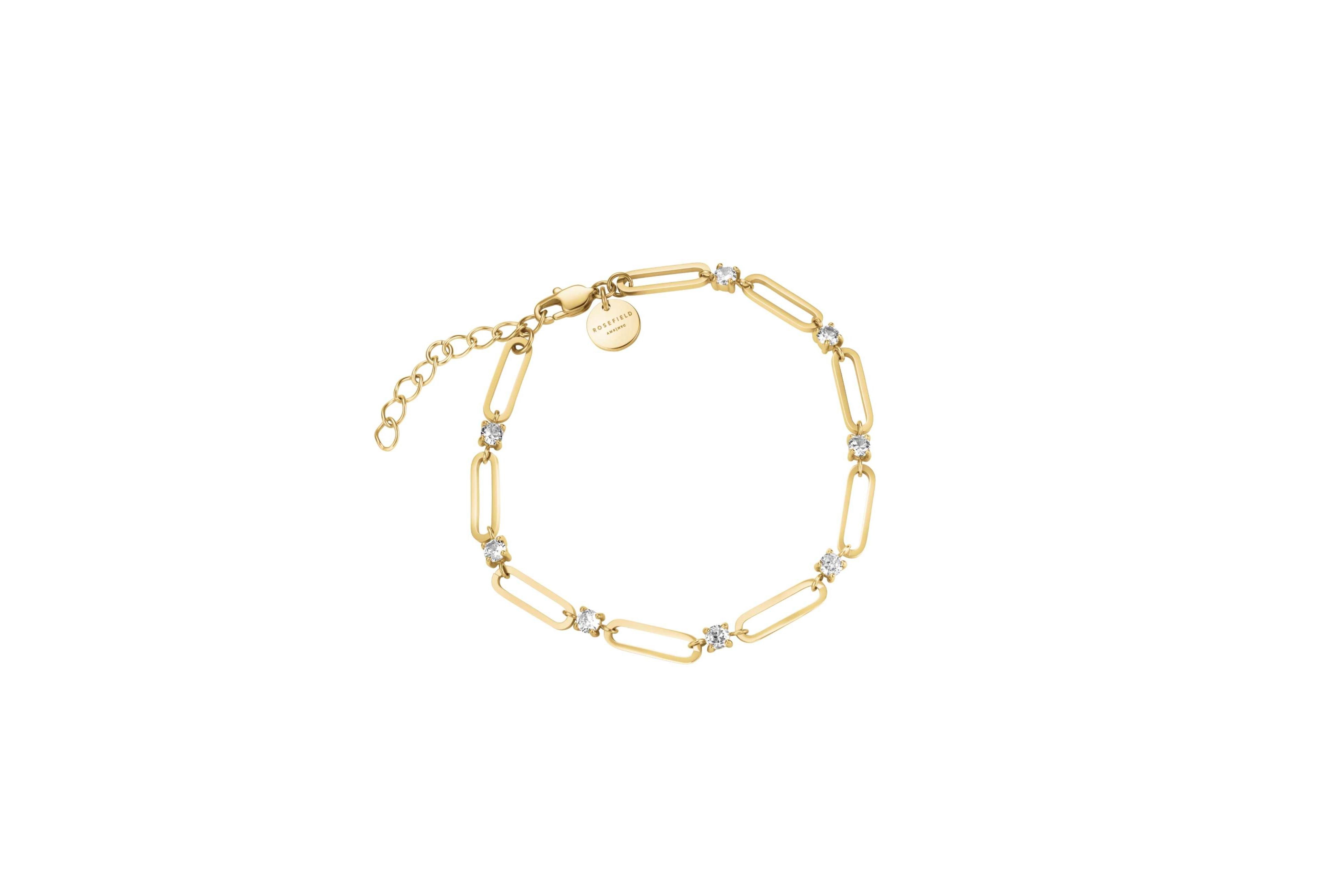 Rosefield Round Crystals Bracelet In 14K Yellow Gold Plated Stainless Steel