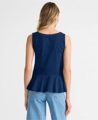 Women's Lightweight Jersey Peplum V-Neck Tank Top