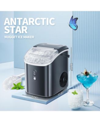 Countertop Nugget Ice Maker, Portable Pebble Ice Machine, 34 lbs/24H, Soft Chewable Ice, Self-Cleaning, One-Touch Operation