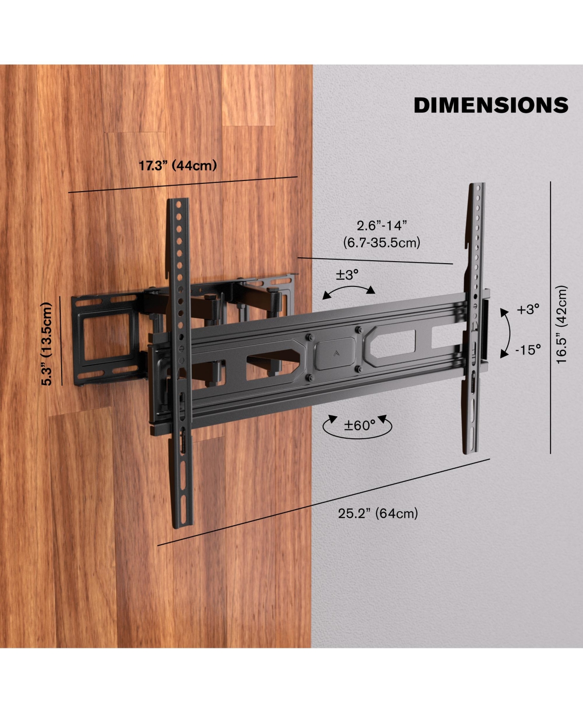 roMounts Full Motion Heavy Duty Tv Wall Mount for 37-80 Inch Tv Screens Holds Up to 88 lbs