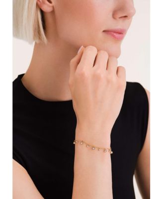 Dangling Crystal Bracelet In 14K Yellow Gold Plated Stainless Steel