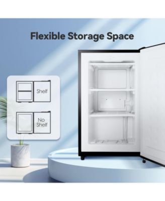 Compact Upright Freezer 2.3 Cu Ft with Handle, Removable Shelves and Adjustable Thermostat for Home or Office