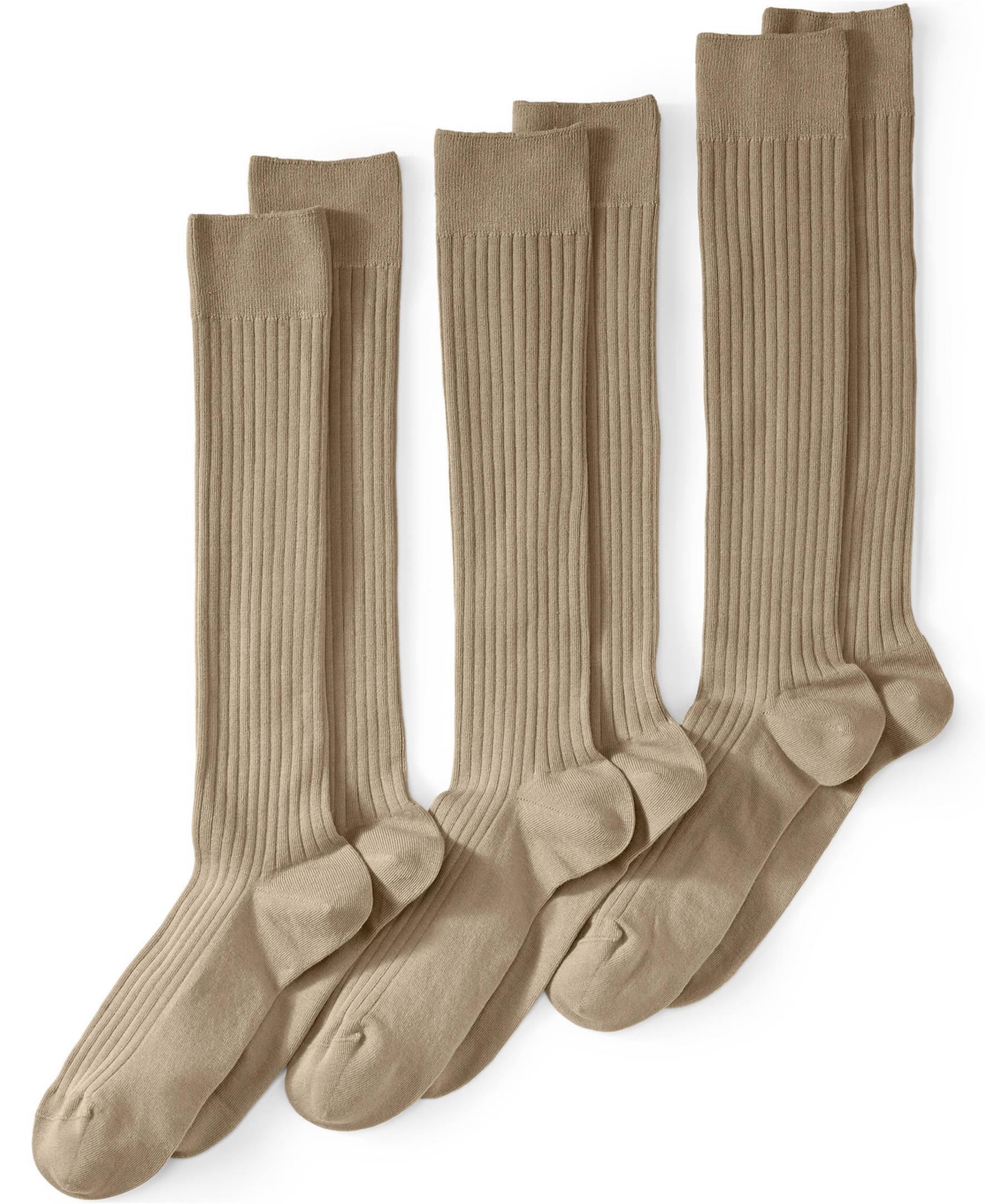 Men's Seamless Toe Over the Calf Rib Dress Socks 3-pack - Khaki