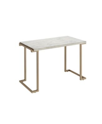 Faux Marble Coffee Table with Iron Sled Base – Elegant and Sturdy