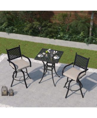 2-Piece Outdoor Swivel Chairs Aluminium Frame Patio Dining Chairs Bar Stool with Cushion Patio Swivel Stool