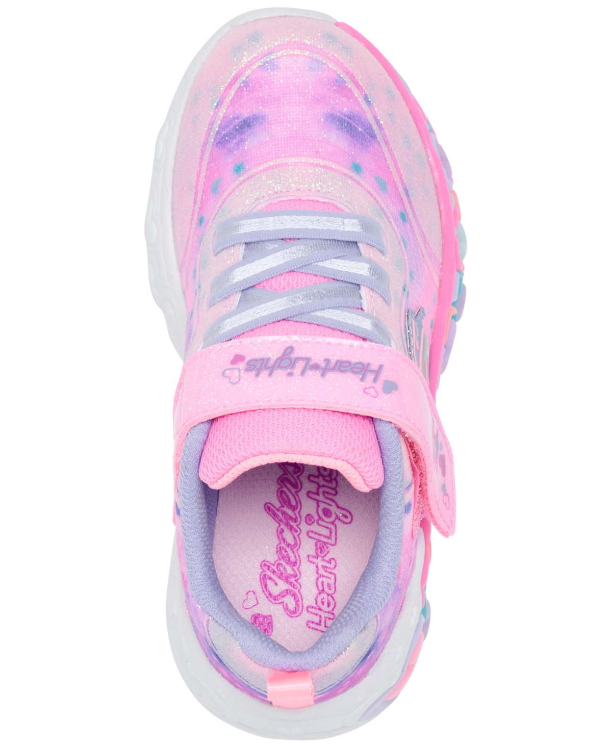 Skechers Toddler Girls S-lights: Eternal Heart Lights Light-up Fastening Strap Casual Sneakers From Finish Li In Light Pink