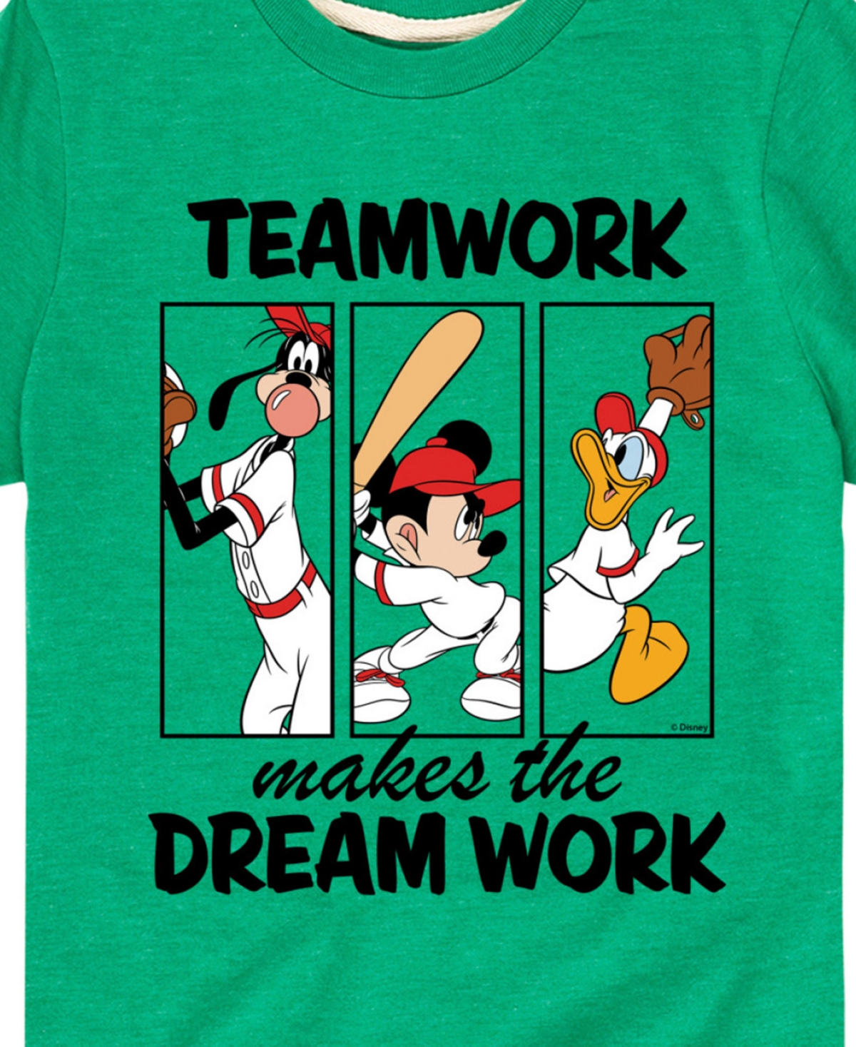Hybrid Toddler Boys Disney Teamwork Makes The Dreamwork Baseball Graphic T-shirt In Green