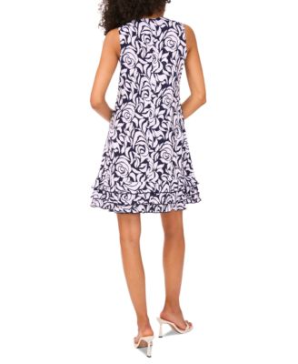 Women's Embellished Printed Sleeveless A-Line Dress