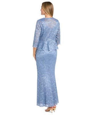 Petite 2-Pc. Metallic-Lace Gown & Jacket Set