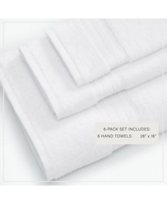 Quick-Drying Cotton 6-Piece Hand Towel Set, 26" x 16"