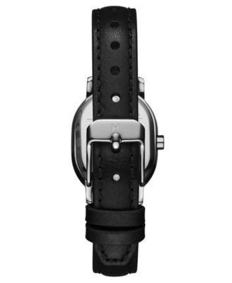 Women's Carmel Oval Black Calfskin Leather Strap Watch, 25mm