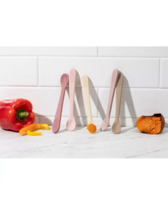 Toddler Silicone Feeding Set, Silicone Soft Durable, Easy-to-Clean Feeding Bib & Spoons Toddlers, Pink