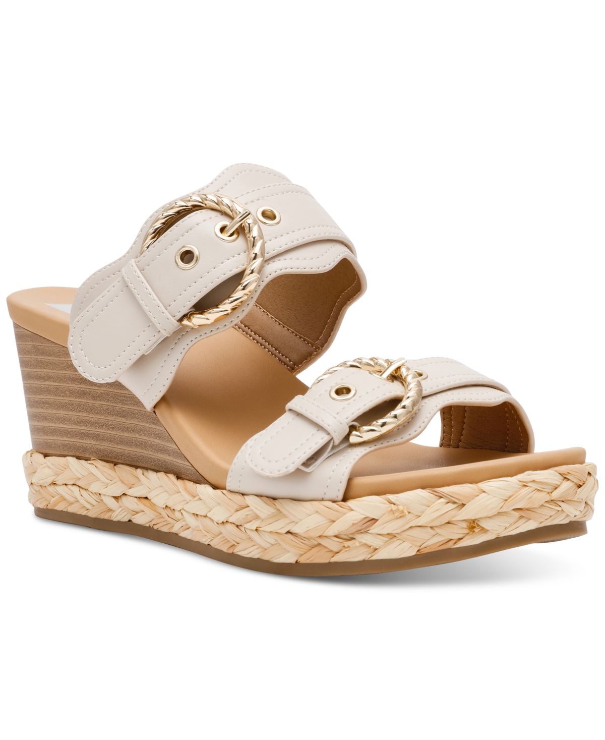 Women's Elio Double Buckle Wedge Sandals - Ivory