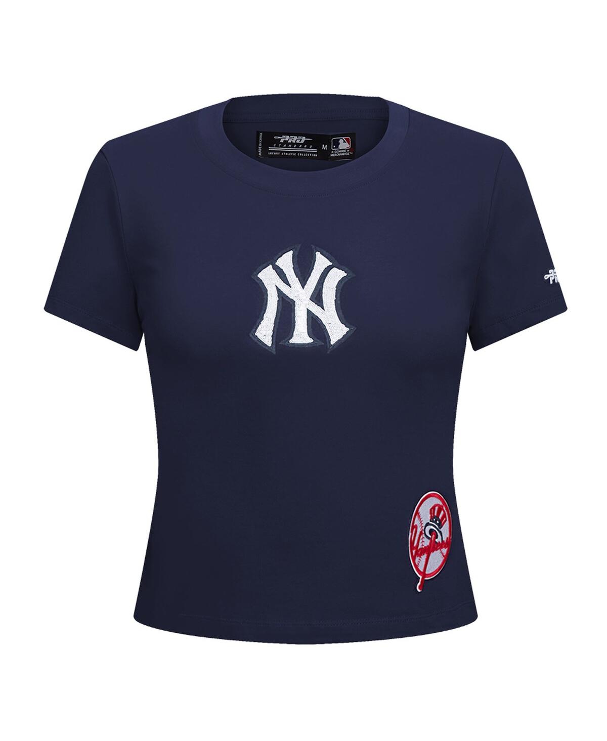 Pro Standard Women's Navy New York Yankees Game Day Classics Baby Doll Cropped T-shirt In Navy
