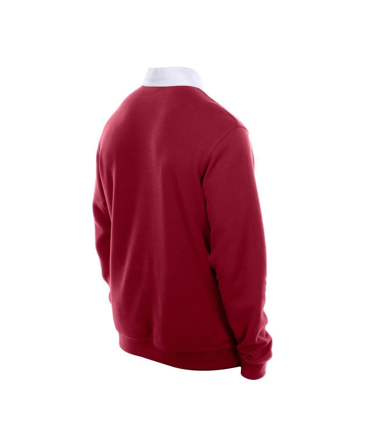 NEW ERA MEN'S DARK RED PHILADELPHIA PHILLIES THROWBACK PREP COLOR BLOCK RUGBY POLO SHIRT 