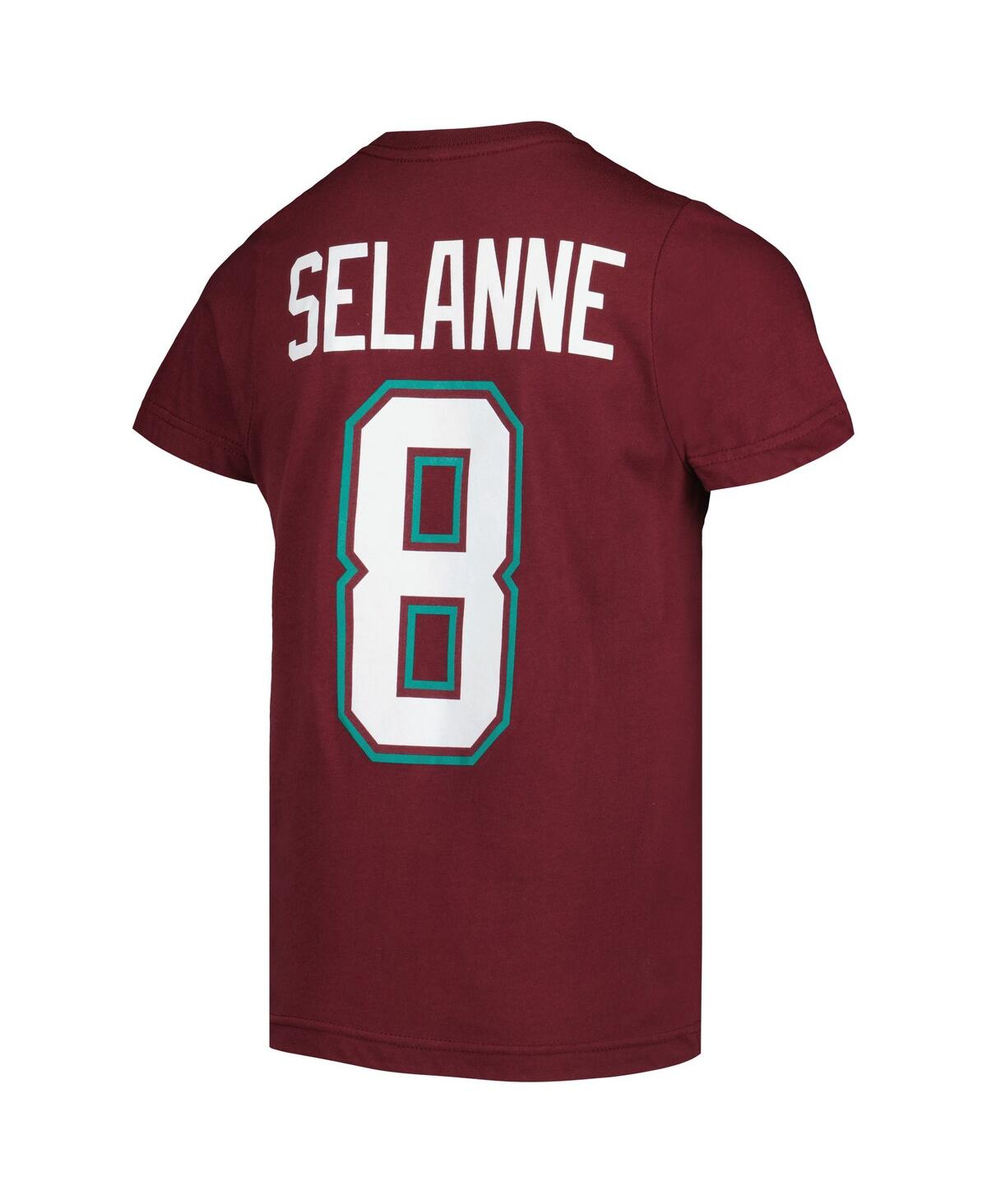 Mitchell & Ness Big Boys And Girls Teemu Selanne Garnet Anaheim Ducks Name Number T-shirt In Garnet