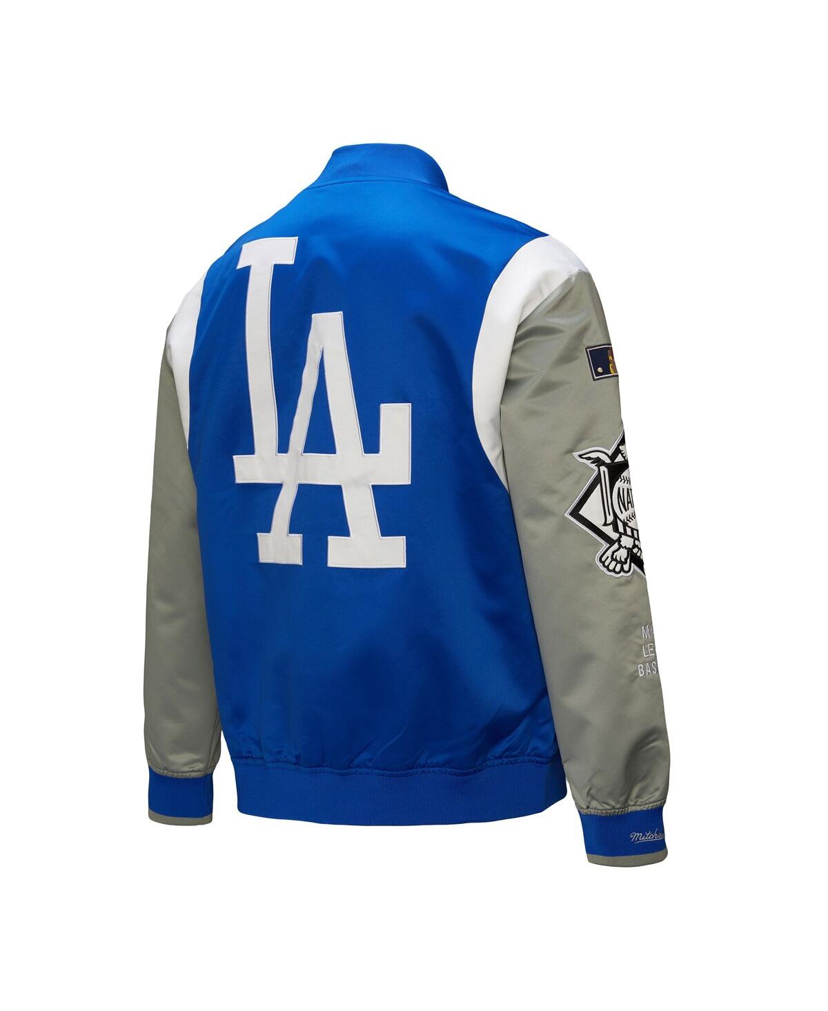 Mitchell & Ness Men's Royal/gray Los Angeles Dodgers Cooperstown Collection Team Origins Satin Full-snap Jacket In Royal,gray