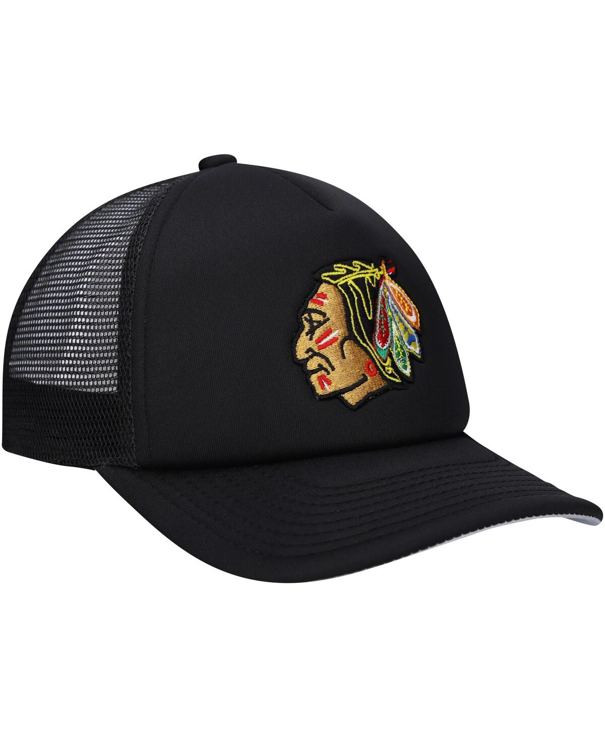 Mitchell & Ness Big Boys And Girls Black Chicago Blackhawks Core Trucker Adjustable Hat In Black