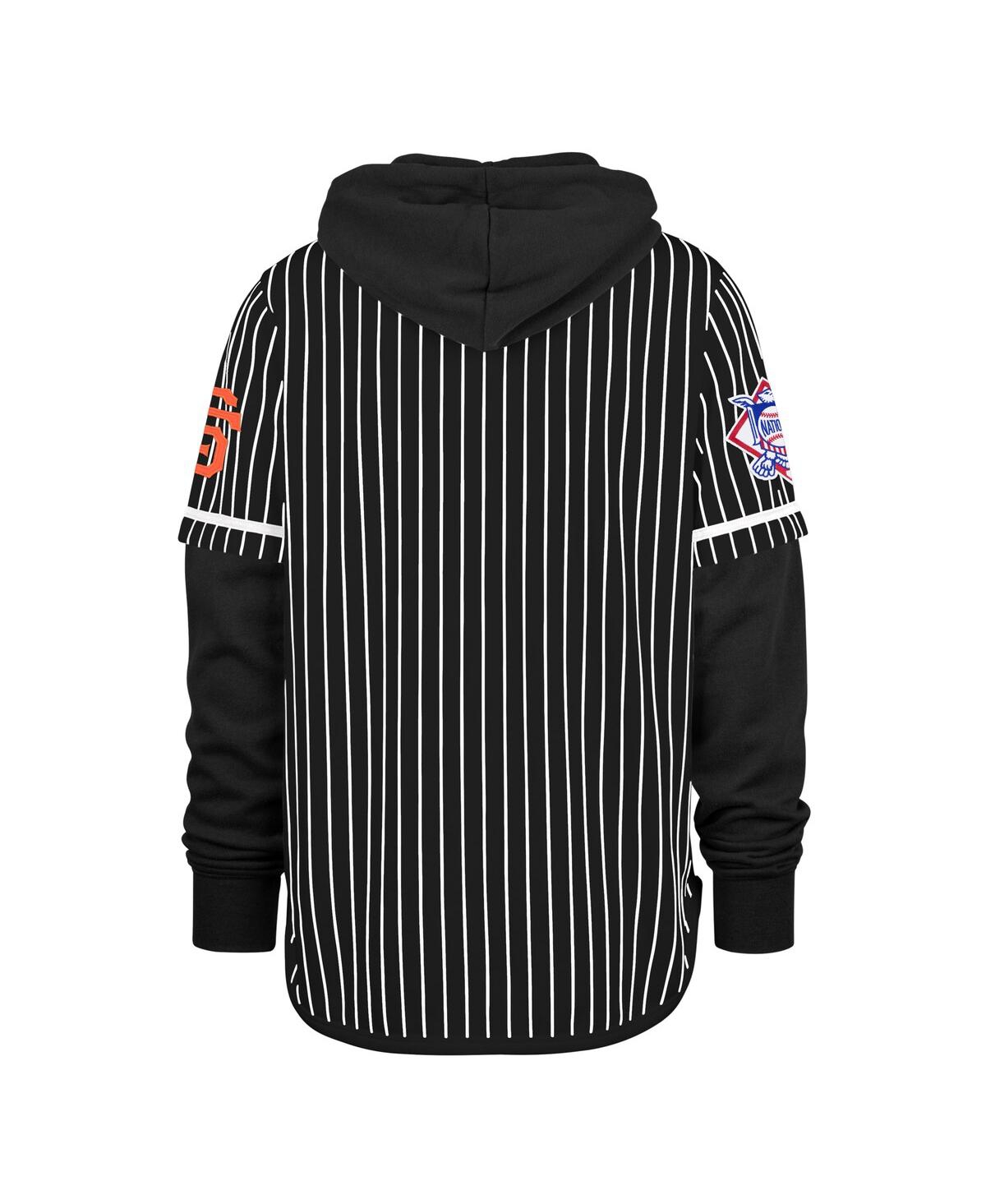 Shop 47 Brand Men's Black San Francisco Giants Pinstripe Double Header Pullover Hoodie