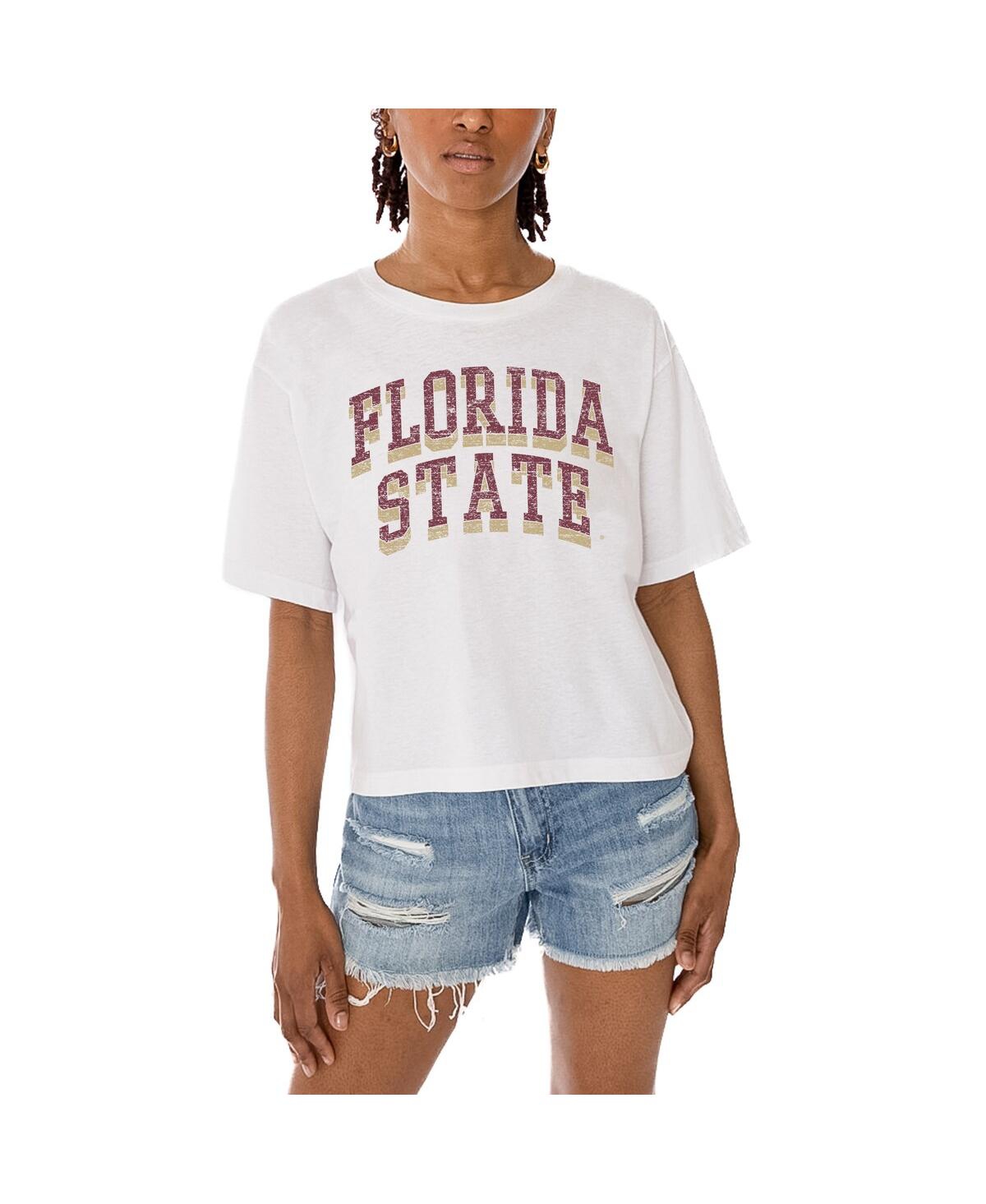 Gameday Couture Women's White Florida State Seminoles Claim To Fame Boxy Cropped T-shirt In White