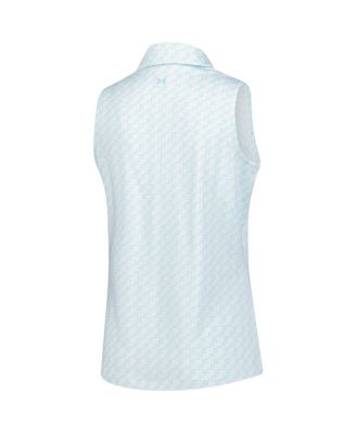 Women's Aqua THE PLAYERS Drive Clubhouse Grid Sleeveless Polo Shirt