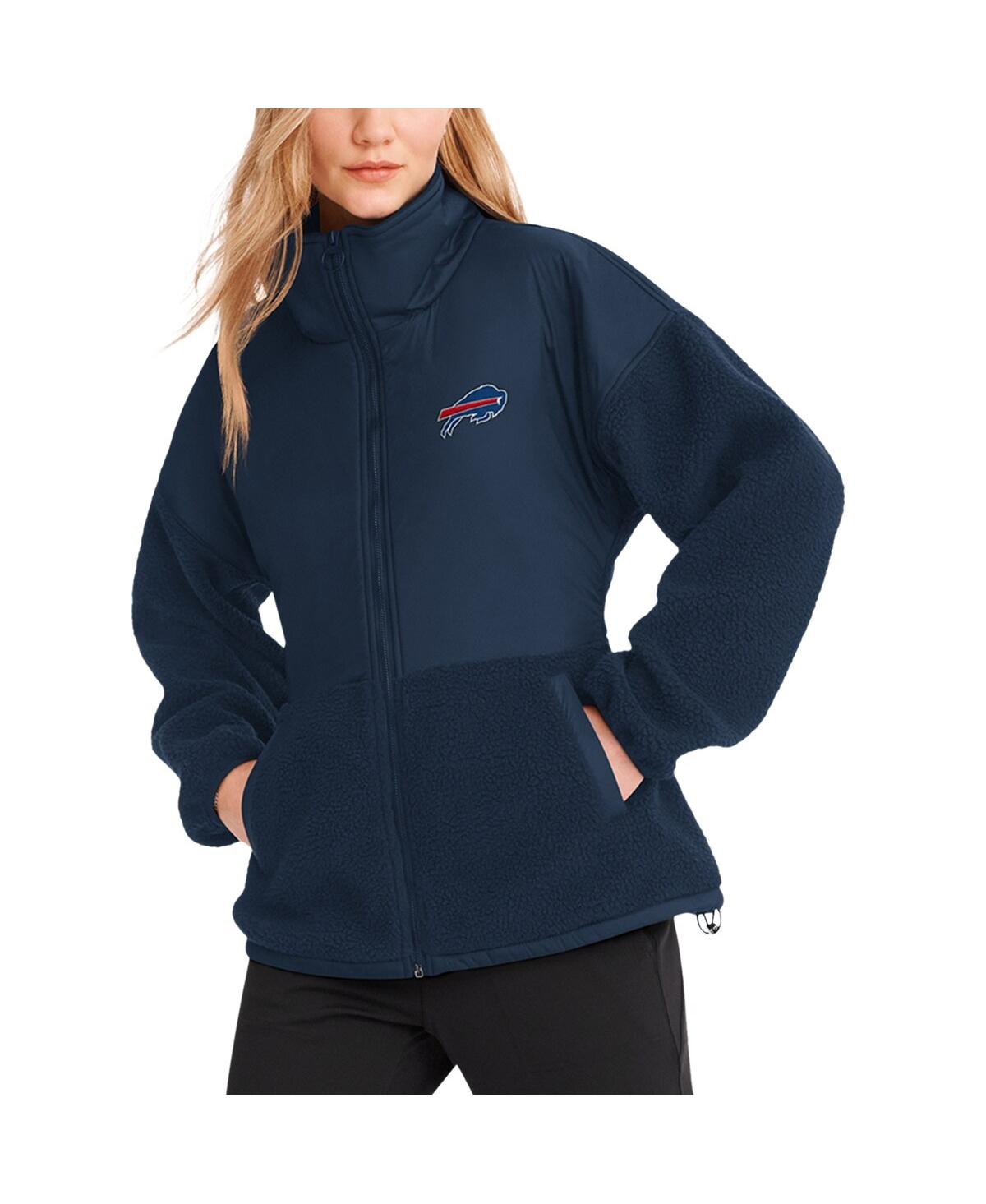 Dkny Sport Women's Navy Buffalo Bills Drew Mixed Media Full-zip Jacket In Navy