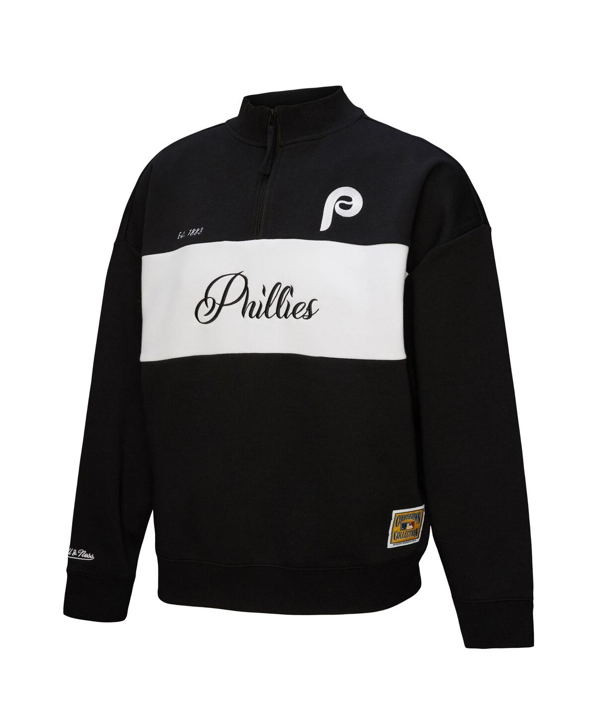 Mitchell & Ness Women's Black Philadelphia Phillies Quarter-zip Pullover Top In Black