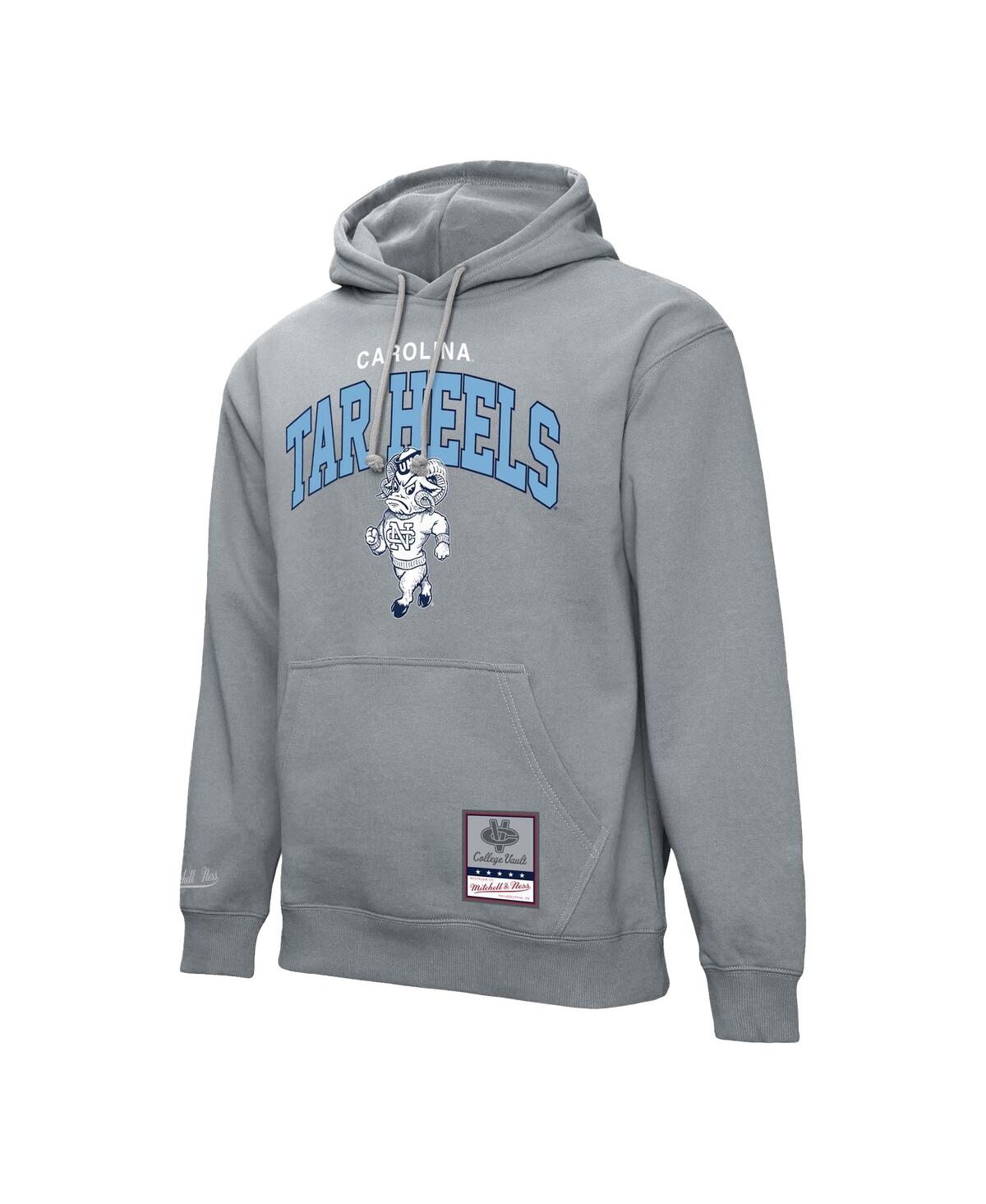 Mitchell & Ness Men's Heather Gray North Carolina Tar Heels Classic Arch Pullover Hoodie In Heather Gray