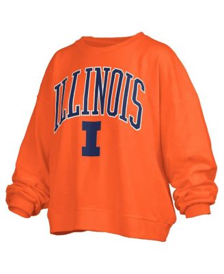 Women's Orange Illinois Fighting Illini Janise Arch Over Logo Waist Length Oversized Pullover Sweatshirt