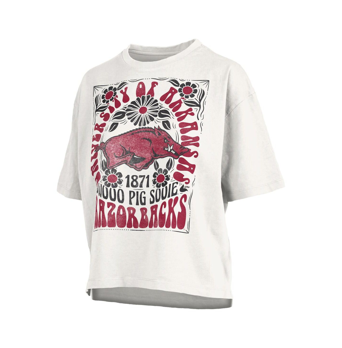 Женская футболка Pressbox White Arkansas Razorbacks Harmony Oversized — фото 3