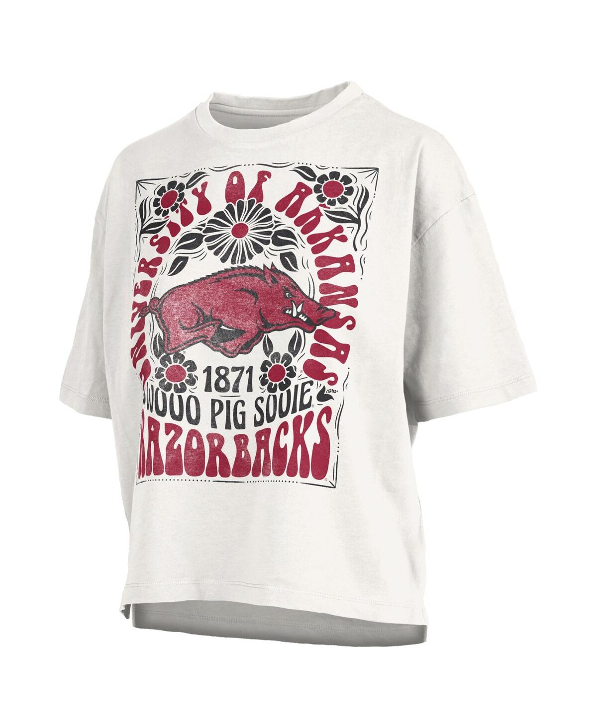 PRESSBOX WOMEN'S WHITE ARKANSAS RAZORBACKS HARMONY OVERSIZED T-SHIRT 