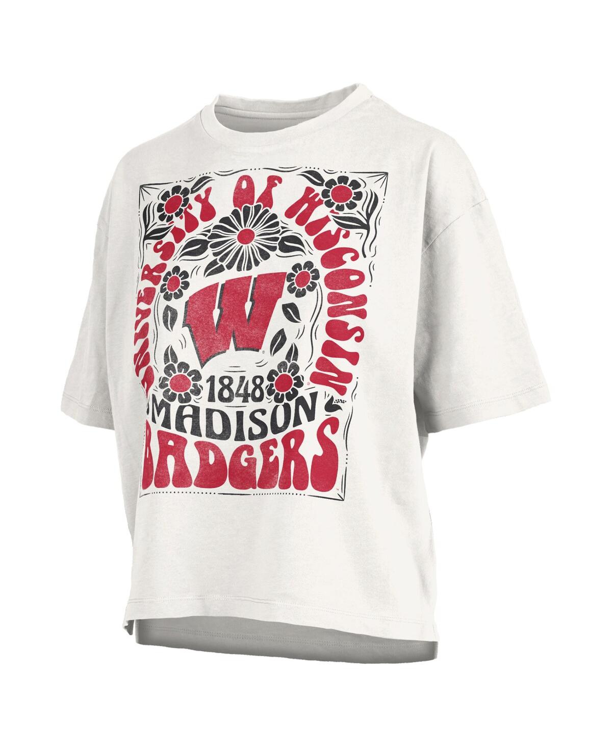 PRESSBOX WOMEN'S WHITE WISCONSIN BADGERS HARMONY OVERSIZED T-SHIRT 