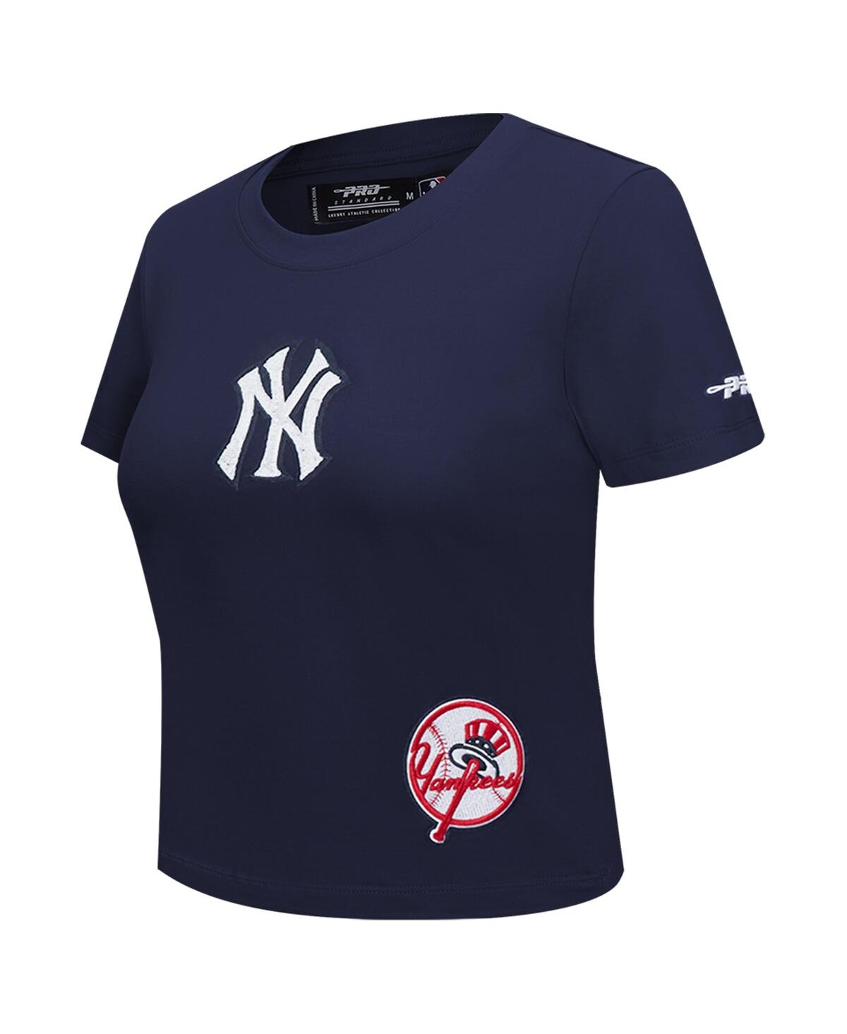 Pro Standard Women's Navy New York Yankees Game Day Classics Baby Doll Cropped T-shirt In Navy