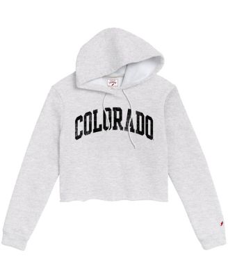Women's Ash Colorado Buffaloes 2-Hit 1636 Cropped Pullover Hoodie