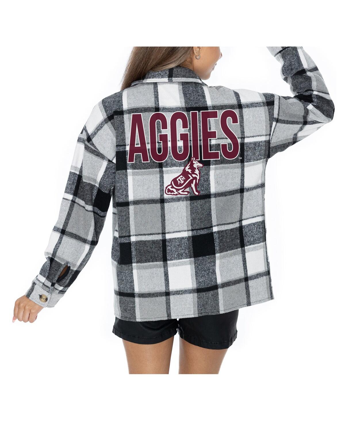 Shop Gameday Couture Women's Grey Texas A M Aggies Long Sleeve Brushed Plaid Button-up Overshirt Jacket In Gray
