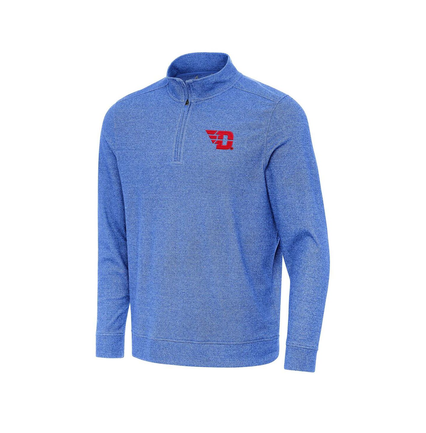 Мужская толстовка Antigua Heather Royal Dayton Flyers Subtle Quarter-Zip — фото 1