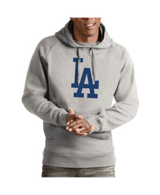 Antigua - Heathered Gray Los Angeles Dodgers Victory Pullover Hoodie