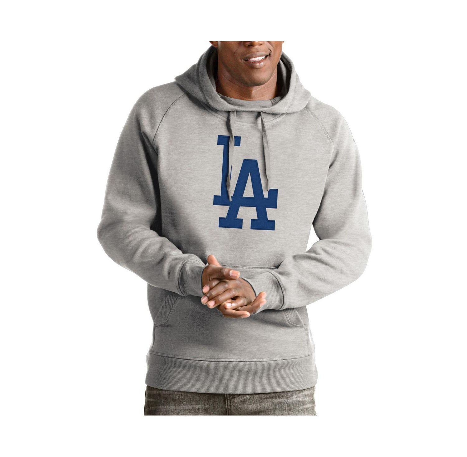 Men's Heathered Gray Los Angeles Dodgers Victory Pullover Hoodie