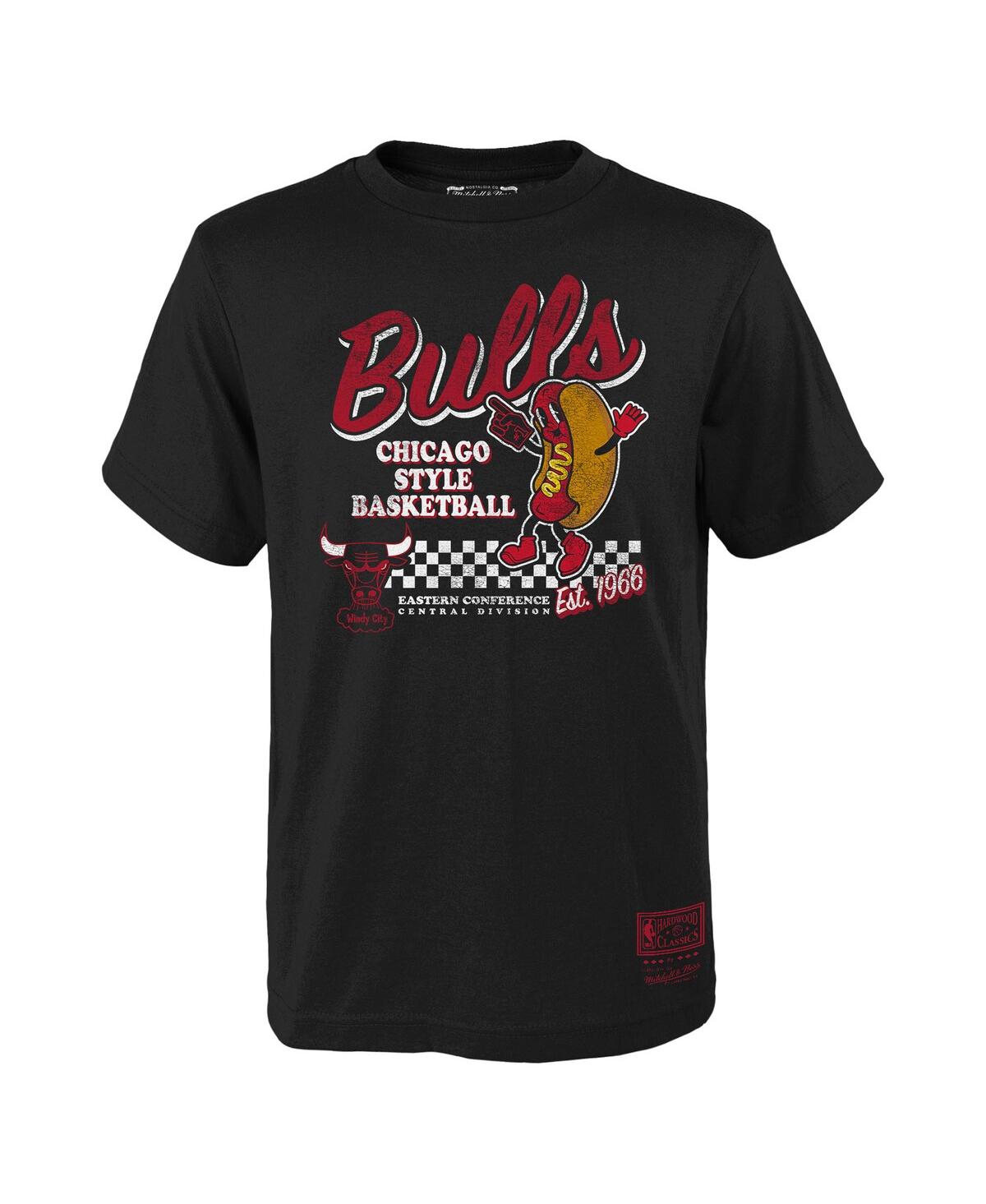 Mitchell & Ness Big Boys And Girls Black Chicago Bulls Concession Food Character T-shirt In Black