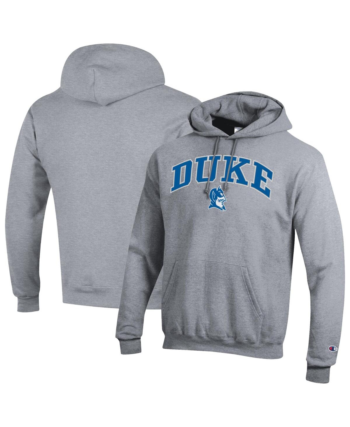 Champion Men's Royal Duke Blue Devils Arch Over Logo Pullover Hoodie - Heather Gray