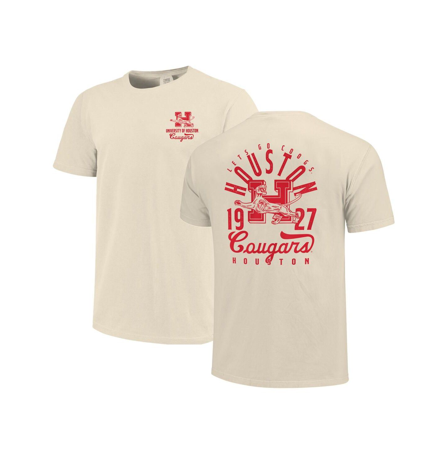Мужская футболка Image One Cream Houston Cougars Comfort Colors Mascot Overlay — фото 1