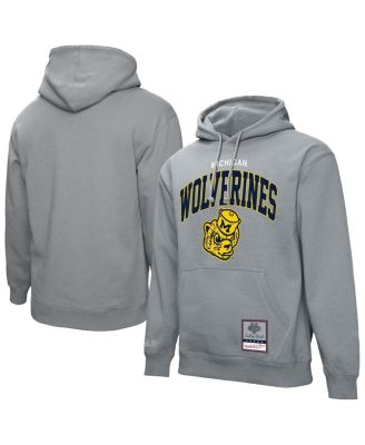 Mitchell & Ness - Men's  Heather Gray Michigan Wolverines Classic Arch Pullover Hoodie