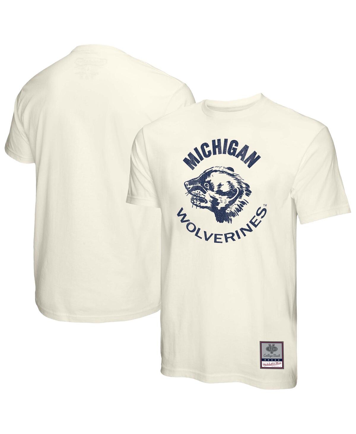 Mitchell & Ness Men's Cream Michigan Wolverines Vintage Tone T-shirt In Cream