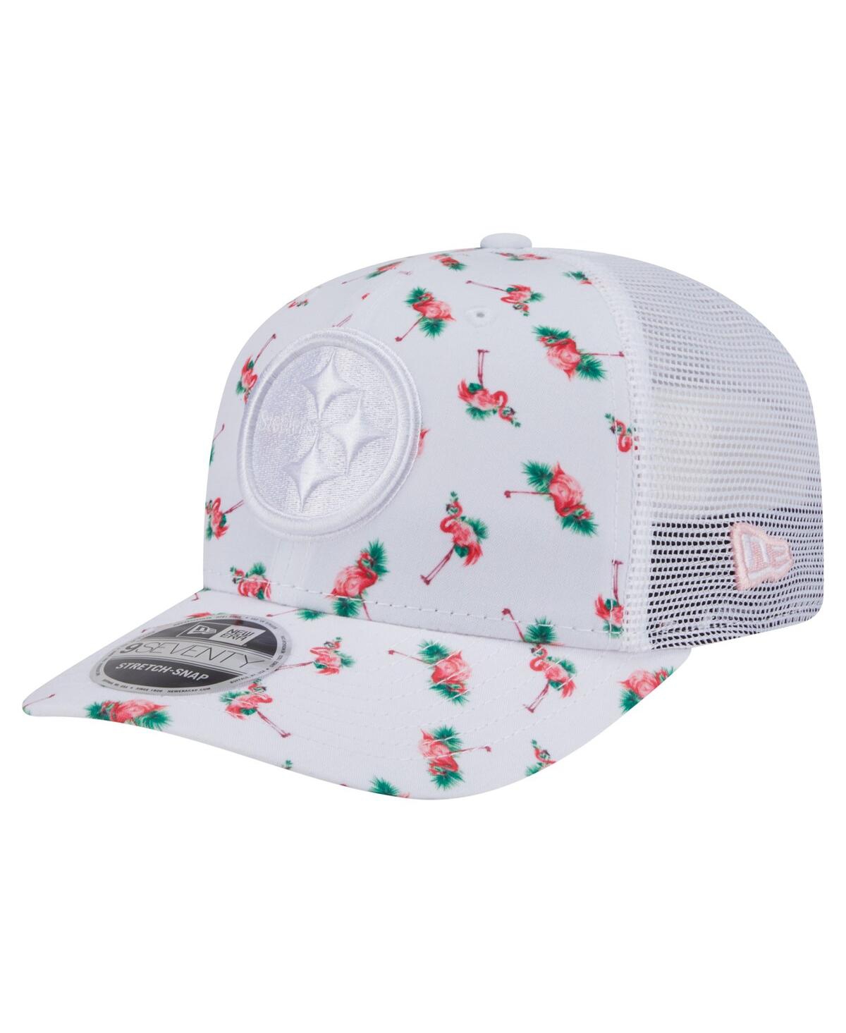 New Era Men's White Pittsburgh Steelers Adventure Flamingo Pattern 9seventy Stretch-snap Hat In White