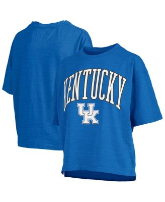 Pressbox - Women's Royal Kentucky Wildcats Nelson Arch Over Logo Waist Length Oversized Slub T-Shirt