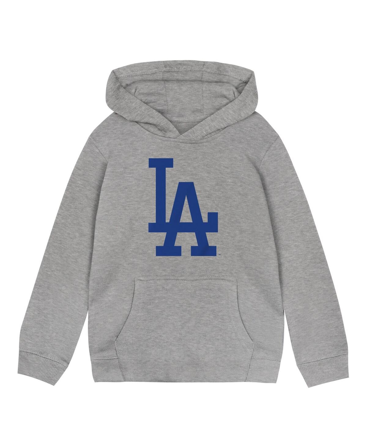 Outerstuff Toddler Heather Gray Los Angeles Dodgers Primary Logo Fleece Pullover Hoodie In Heather Gray